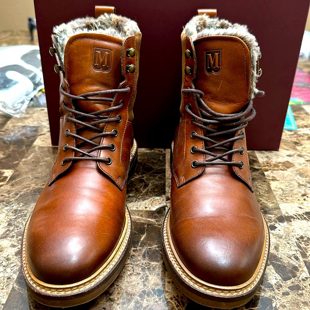 BRUNO MAGLI Size 10 Men's Cognac Calf/ Suede Leather Boot Made in Italy
